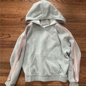 Adidas Gray Hoodie with Pink Camouflage  Stripes